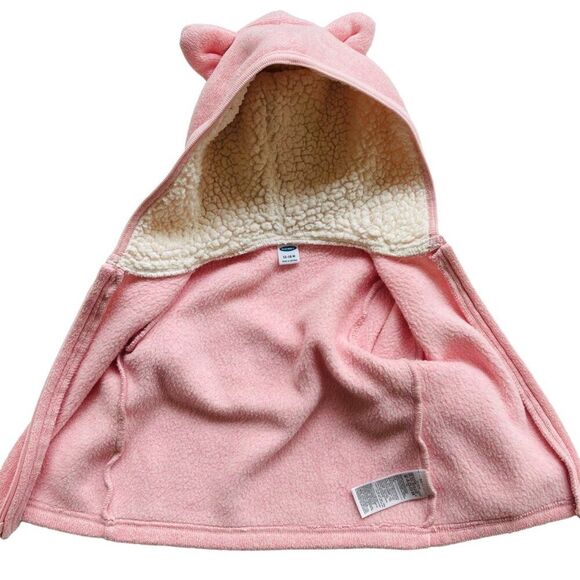 Old Navy Pink Critter Ears Zip Front Knit Hoodie Size 12-18 months - Picture 5 of 5